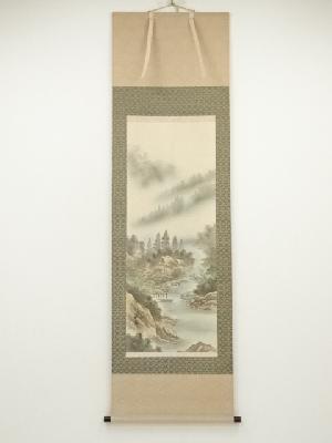 和信筆　四神相応山水図　肉筆絹本掛軸